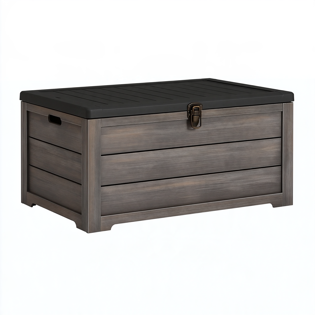 Coffre de rangement extérieur 120 x 55 x 60 cm en résine anthracite avec couvercle verrouillable