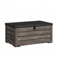 Coffre de rangement extérieur 150 x 72 x 69 cm en résine marron effet bois avec couvercle