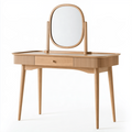 Coiffeuse 100 x 45 x 140 cm en bois naturel avec miroir et tiroir style scandinave