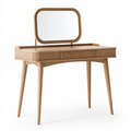 Coiffeuse 100 x 45 x 135 cm en bois marron avec miroir et tiroir style scandinave