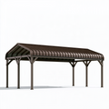 Abri voiture 600 x 300 x 270 cm en métal marron toit cintré extérieur