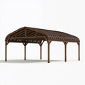 Abri voiture 600 x 300 cm en bois marron avec toit cintré