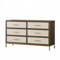 Commode 160 x 45 x 85 cm en bois marron et beige à 6 tiroirs style contemporain