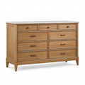 Commode 160 x 45 x 95 cm en bois brun avec plateau blanc - rangement classique à 9 tiroirs