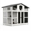 Enclos pour chats 180 x 90 x 180 cm en bois blanc et grillage métallique avec toit