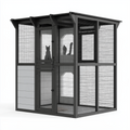 Enclos pour chats 150 x 100 x 200 cm en bois noir grillagé pour extérieur