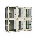 Enclos pour chats 182 x 91 x 182 cm en bois crème et grillage métallique à 4 portes