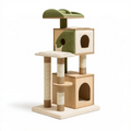 Arbre à chat 60 x 60 x 150 cm en bois beige et vert avec griffoirs en sisal et niches